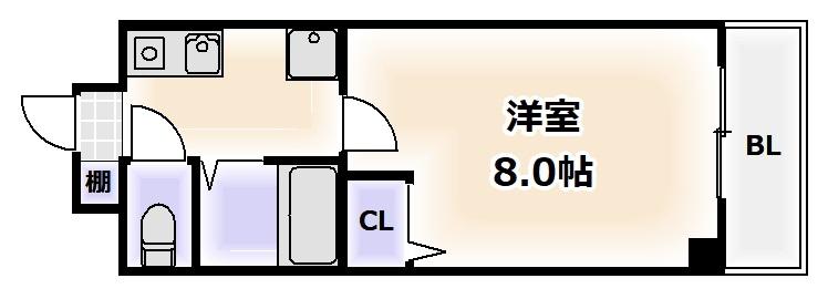パテオ長居(1K/4階)の間取り写真