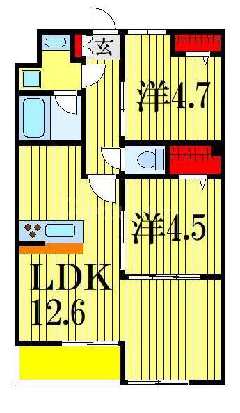 ビルトモア(2LDK/3階)の間取り写真