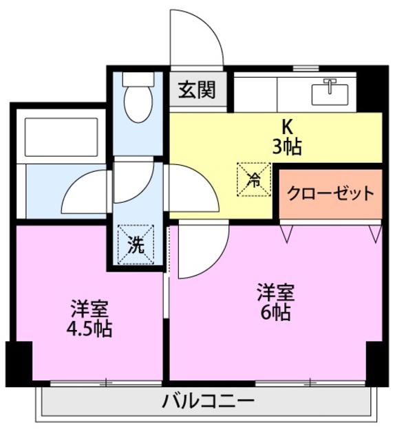 本町セブンハイツ(2K/5階)の間取り写真