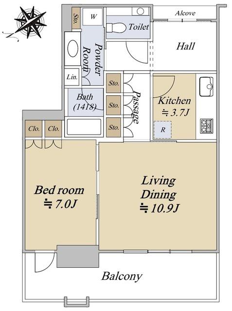 グラングリーン大阪 THE ノース RESIDENCE(1LDK/17階)の間取り写真