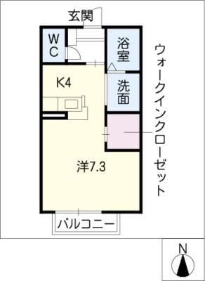 スカイヴィレッジ浜道C棟(ワンルーム/1階)の間取り写真