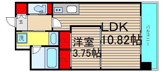 プレジオ難波(1LDK/10階)の間取り写真