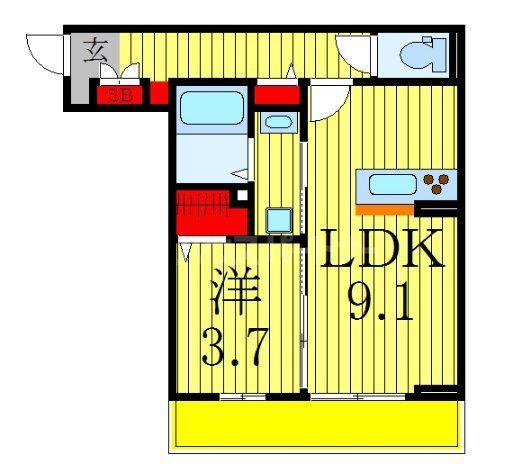 グランバニア(1LDK/3階)の間取り写真