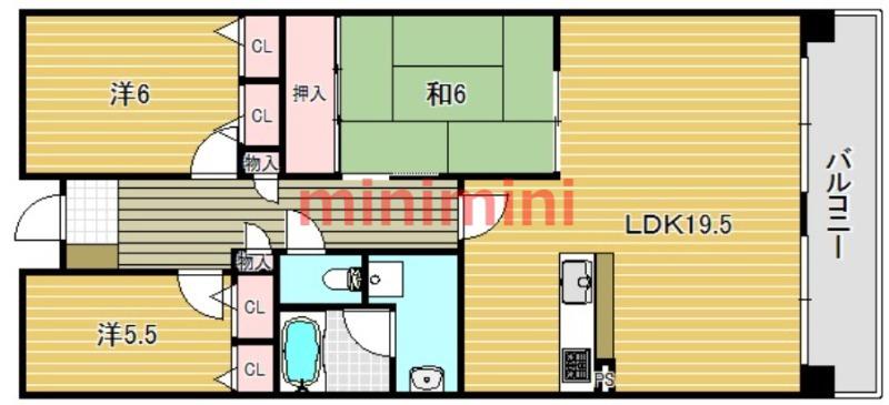 NCRE高槻(3LDK/7階)の間取り写真