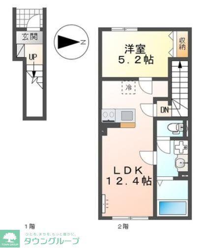 小田原市鴨宮アパート工事(1LDK/2階)の間取り写真