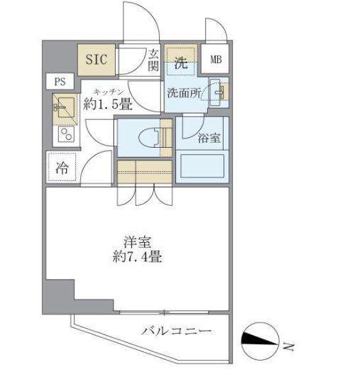 COCO-CHILL KAMEARI(1K/4階)の間取り写真