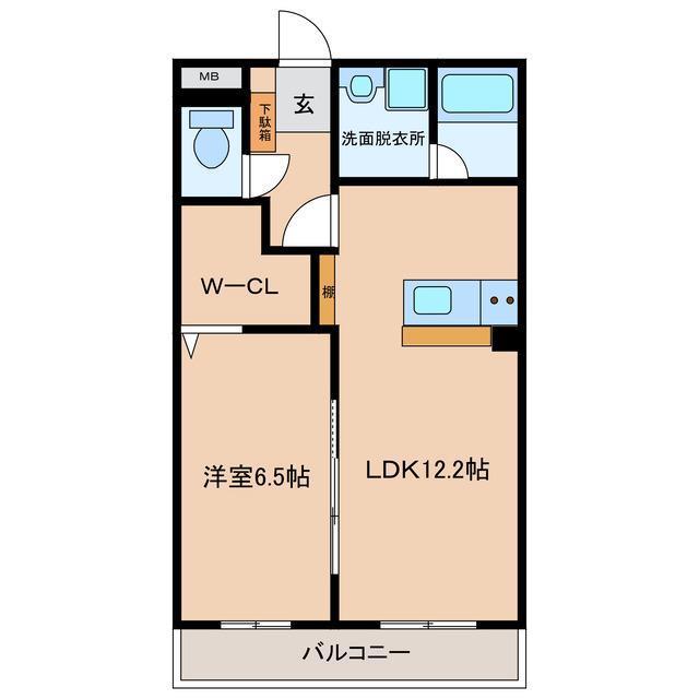 ホワイトレン(1LDK/1階)の間取り写真