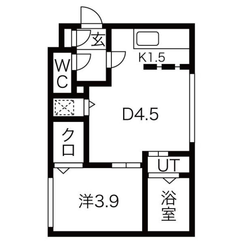 KNOWLEDGE円山(1DK/2階)の間取り写真