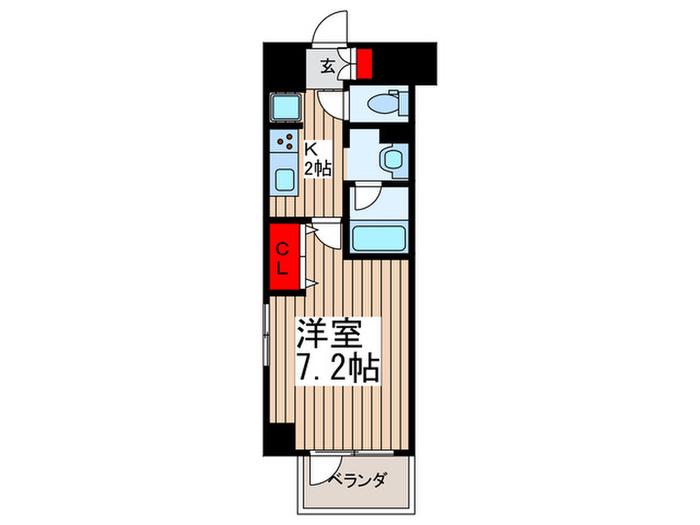 フェリシア浦和常盤(1K/4階)の間取り写真