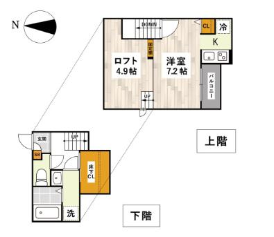 ADC倉敷YUNO(1K/2階)の間取り写真