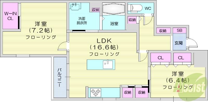 K-CRAT(2LDK/2階)の間取り写真