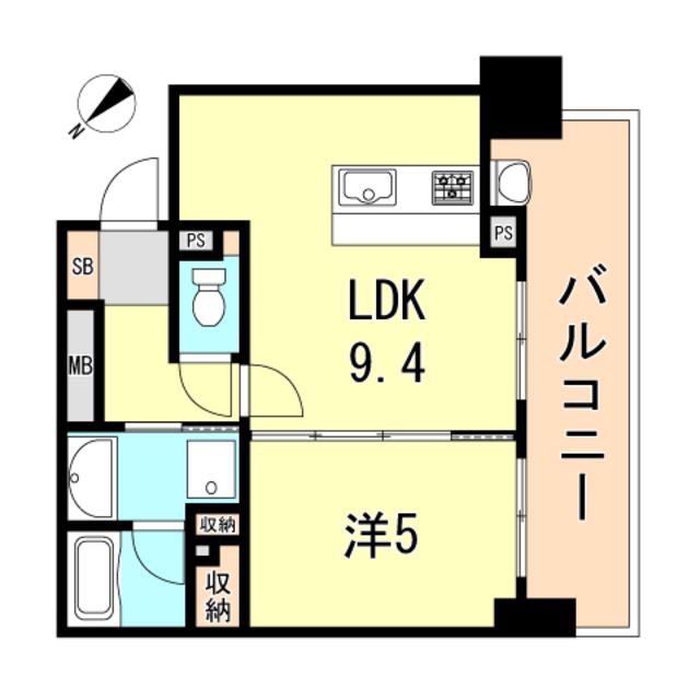 アスタピア新長田エスタプレシオス(1LDK/10階)の間取り写真