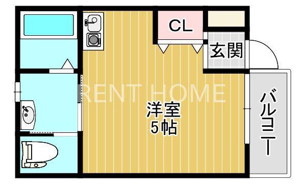 ヨシカワI(ワンルーム/2階)の間取り写真
