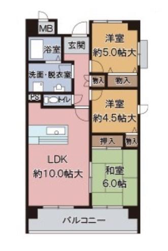 ホップス須磨(3LDK/7階)の間取り写真