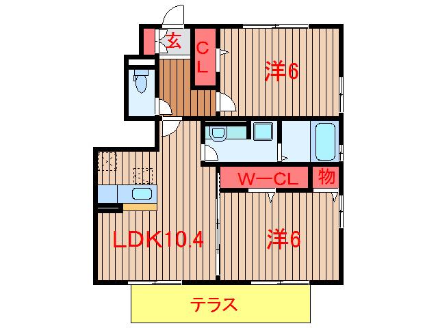 ソレイユAB(2LDK/1階)の間取り写真