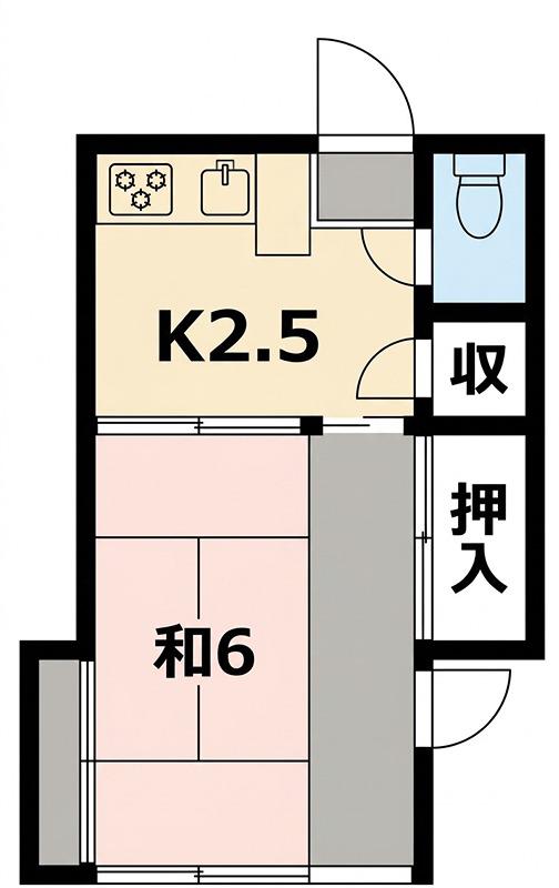 高梨荘(1K/2階)の間取り写真