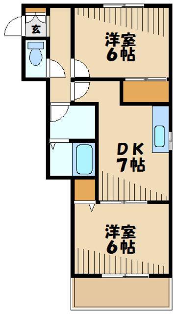 メゾン野川(2DK/1階)の間取り写真