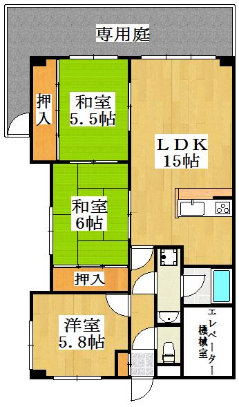 サンエクセル江井ヶ島(3LDK/1階)の間取り写真