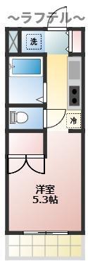 フラワーパレス(ワンルーム/2階)の間取り写真