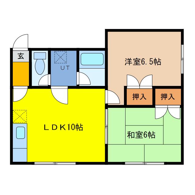 イーストヴィラ(2DK/2階)の間取り写真
