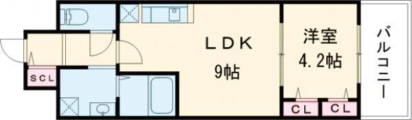 BO BEDRE MIKURIYA(1LDK/11階)の間取り写真