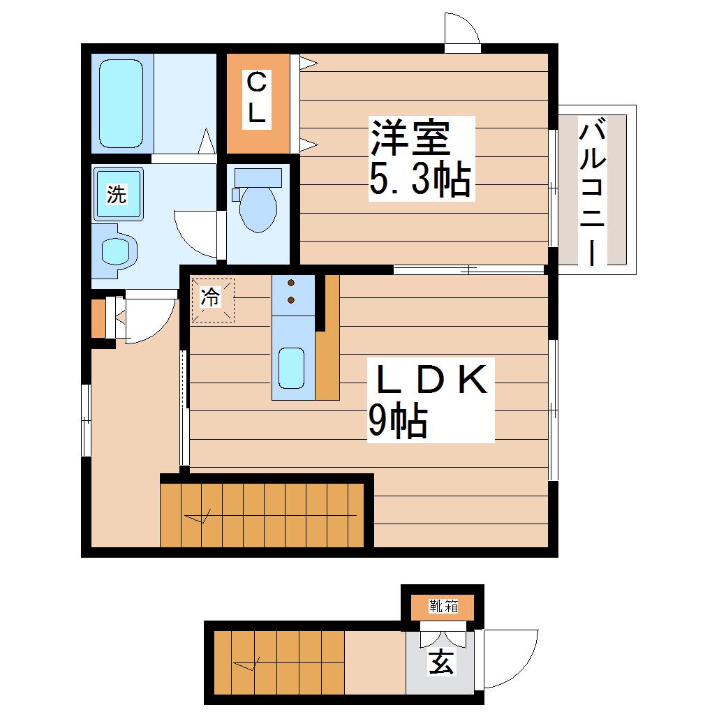 D-COURT通町(1LDK/2階)の間取り写真