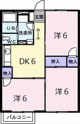 レジデンスリッチB(3DK/2階)の間取り写真