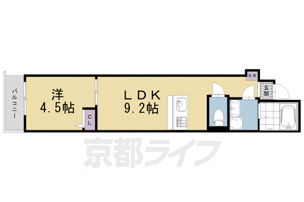 エスペランサ四条堀川(1LDK/5階)の間取り写真