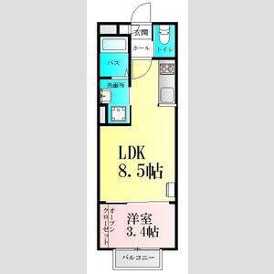 サニーライフ黒松(1LDK/1階)の間取り写真