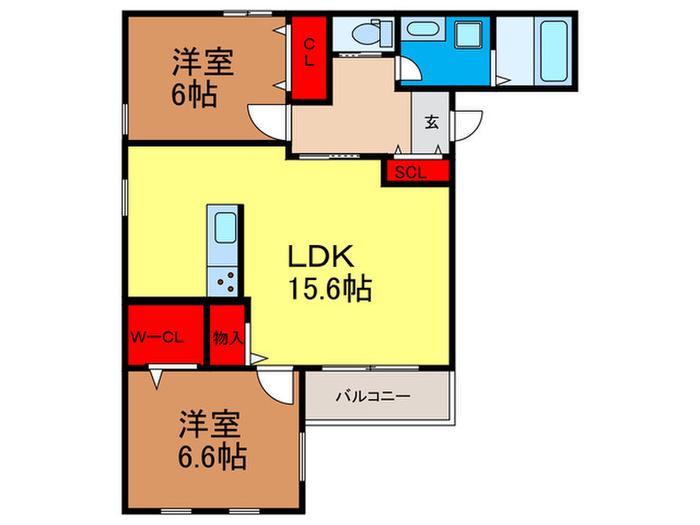 アルファTKS(2LDK/1階)の間取り写真