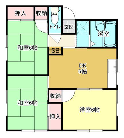 ロイヤル三千刈C(3DK/1階)の間取り写真