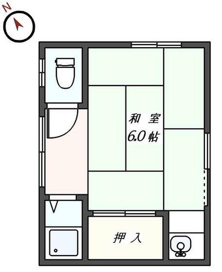 東山荘(ワンルーム/2階)の間取り写真