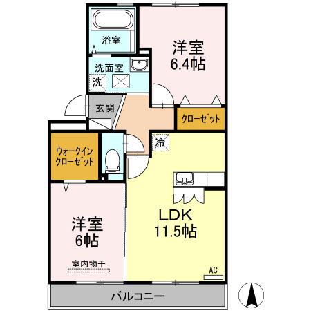 アルブル・ブランシュ(2LDK/2階)の間取り写真