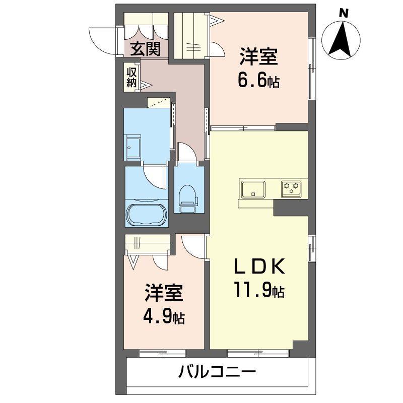 ティーケー幕張本郷(2LDK/3階)の間取り写真
