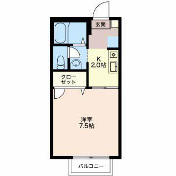 グリーンヒルズ III(1K/2階)の間取り写真