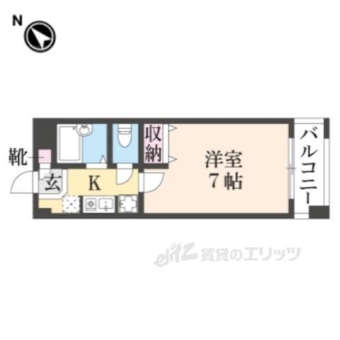 グラフィーネ草津野路(1K/2階)の間取り写真