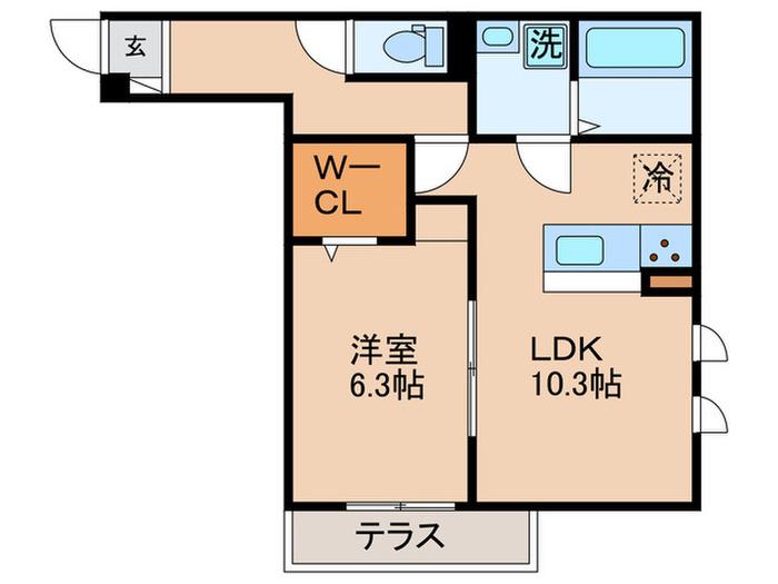 CASA SERENO(1LDK/2階)の間取り写真