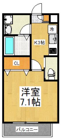 ジーメゾン所沢下安松ネスト(1K/1階)の間取り写真