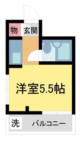 緑台マンション(1K/2階)の間取り写真