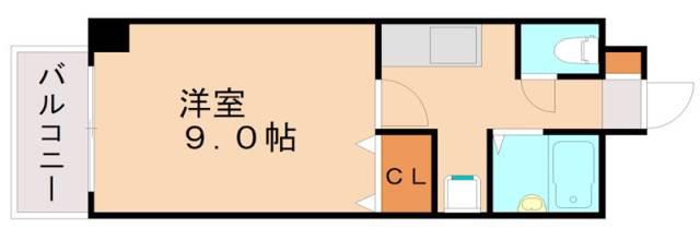 フローラル下大利(1K/4階)の間取り写真