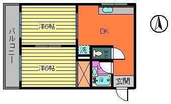 ホーエイハイム(2DK/1階)の間取り写真