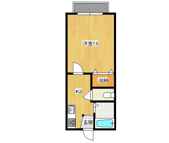 ヴィラシティソーワ(1K/2階)の間取り写真