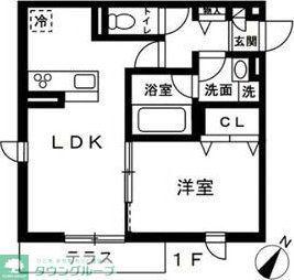 蕨市錦町4丁目 共同 南棟(1LDK/1階)の間取り写真