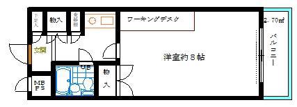 エンゼルイン大森(1K/6階)の間取り写真