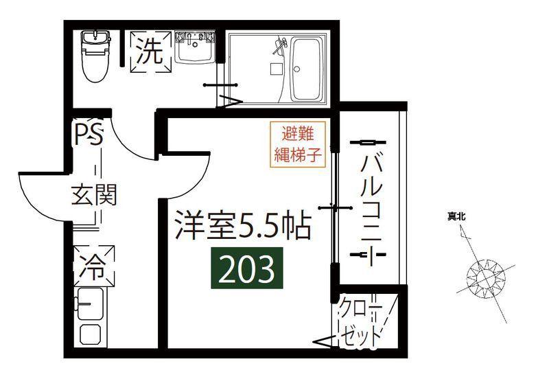 グレイシャス検見川(1K/2階)の間取り写真