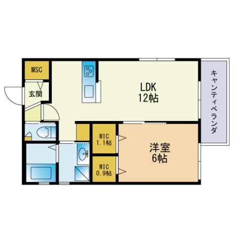 サンシャイン天神東棟(1LDK/1階)の間取り写真