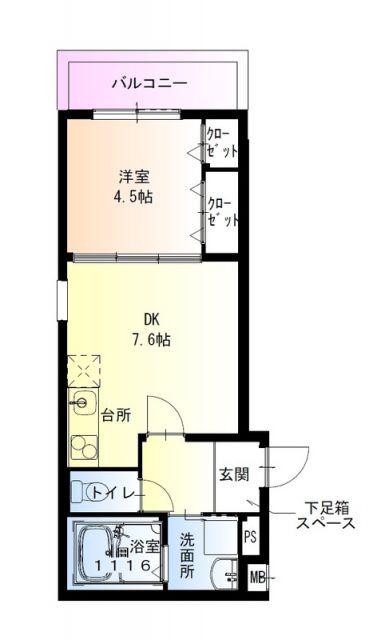 フジパレス和歌山元寺町II番館(1DK/1階)の間取り写真