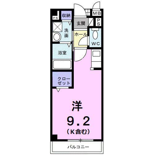 グラスリバー(ワンルーム/2階)の間取り写真