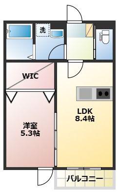 メゾンクレール壺川I(1LDK/2階)の間取り写真