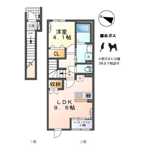 萩原町アパート(1LDK/2階)の間取り写真